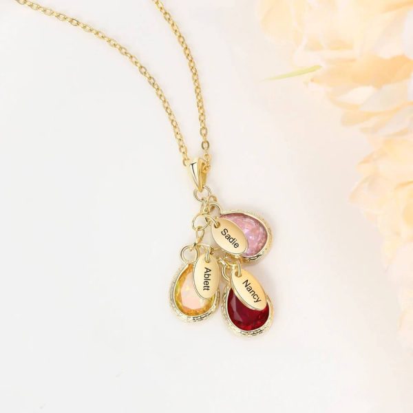 Kette mit Geburtssteinen und Gravur Im Angebot – Bild 4
