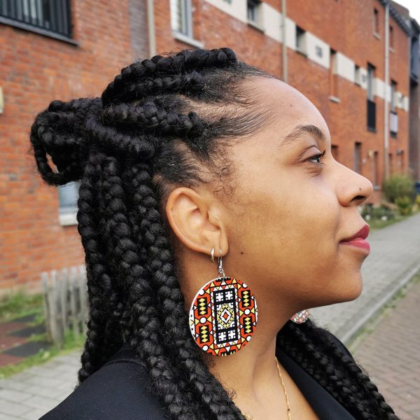 Rote Samakaka print Ohrringe - Afrikanische Samacaca Ohrringe Im Angebot – Bild 2