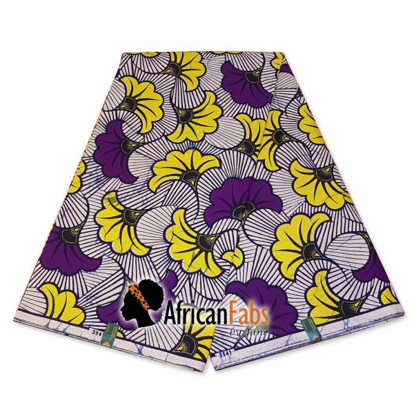 Afrikanisches Kopftuch   Vlisco headwrap - Lila   Gelbe Wedding Flowers Rabatt – Bild 5