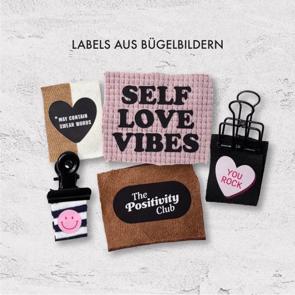 Bügelbild  swear words  - Schwarz Creme Pink Mode – Bild 2