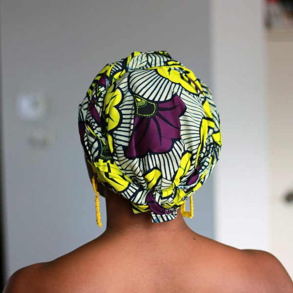 Afrikanisches Kopftuch   Vlisco headwrap - Lila   Gelbe Wedding Flowers Rabatt – Bild 4