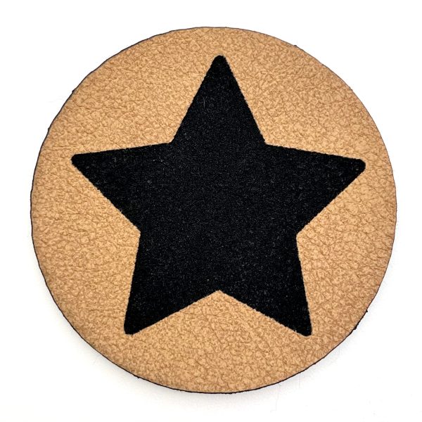 1 Kunstlederlabel Stern - Braun Mode