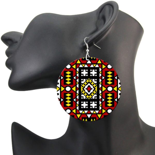 Rote Samakaka print Ohrringe - Afrikanische Samacaca Ohrringe Im Angebot