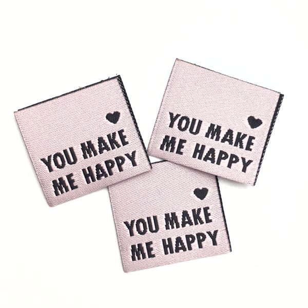 Weblabel „You make me happy “ - Rosa - 3 Stück Mode