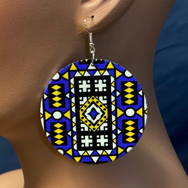 Blaues Samakaka print Ohrringe - Afrikanische Samacaca Ohrringe Zu verkaufen