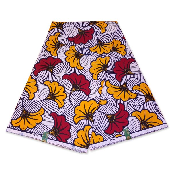 VLISCO Stoff Hollandais Afrikanischer Wax print - Weiss Wedding Flowers Jetzt online