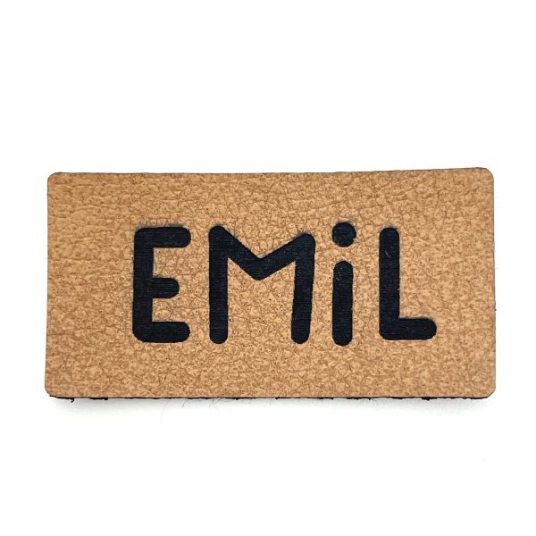 10 Kunstlederlabel  Emil  - braun Im Angebot