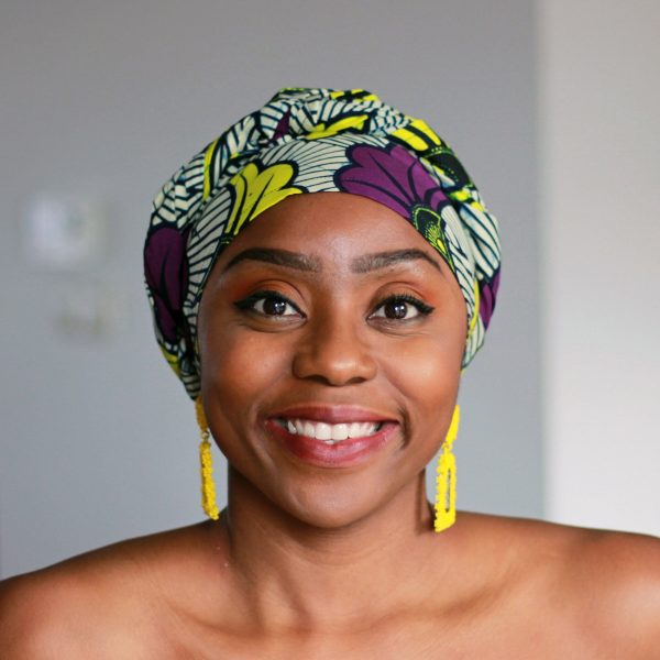 Afrikanisches Kopftuch   Vlisco headwrap - Lila   Gelbe Wedding Flowers Rabatt – Bild 2