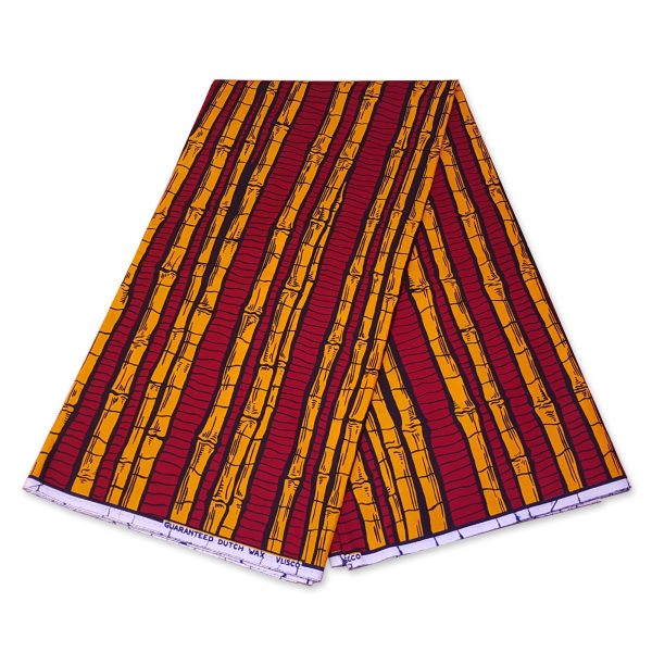 Afrikanisches Kopftuch   Vlisco headwrap - Rot   Gelbe sugar cane Online-Verkauf – Bild 4