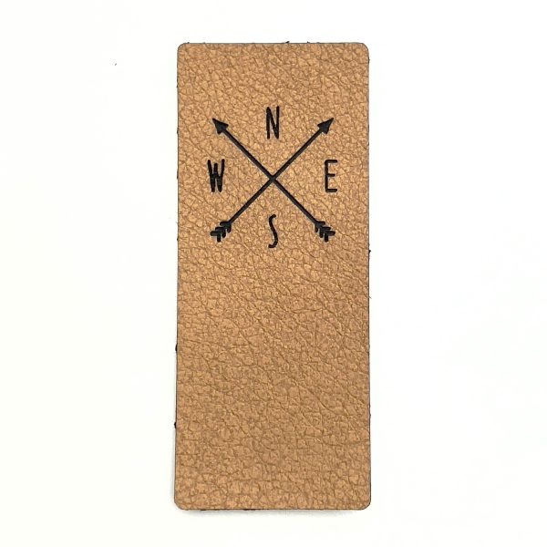 1 Kunstlederlabel  Kompass  - Braun Zu verkaufen