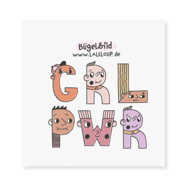 Bügelbild  GRL PWR  - witzige Buchstaben Schn?ppchen