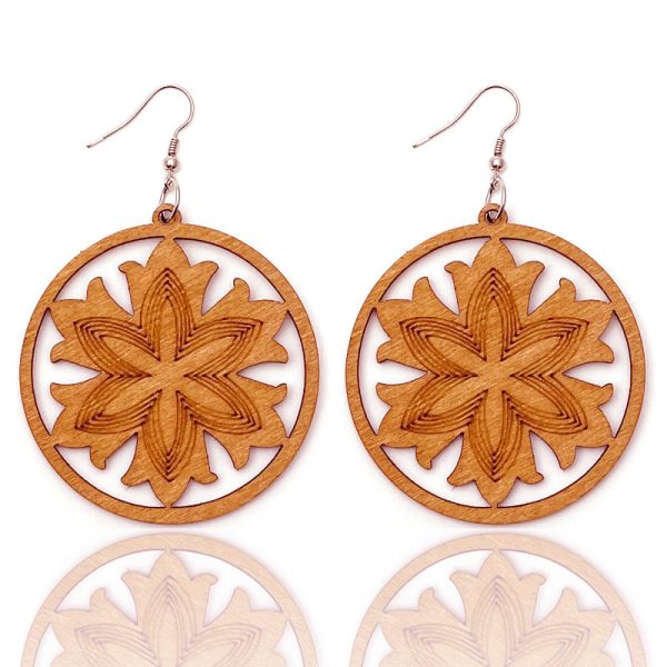 Afrikanische Print Ohrringe | Braune Blume Ohrringe aus Holz Schn?ppchen