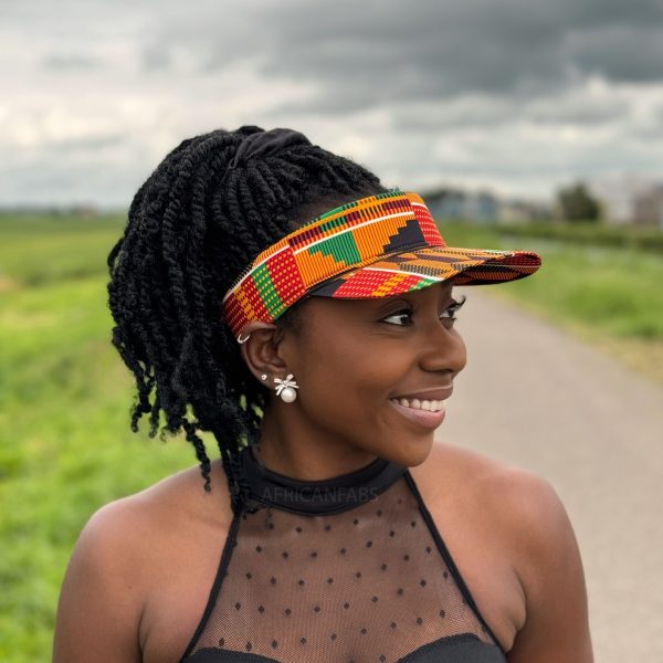Afrikanischer Print Sonnenschutzkappen - Orange   grün kente Angebot