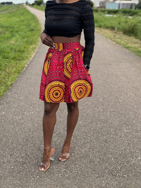Afrikanischer Print Minirock -  Rot Dotted Patterns Online-Schn?ppchen – Bild 2