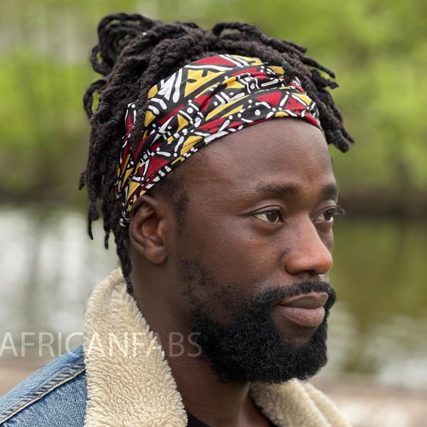 Haarband   Stirnband   Kopfband in Afrikanischer Print - Unisex Erwachsene - Kastanienbraun   gelb bogolan Angebot