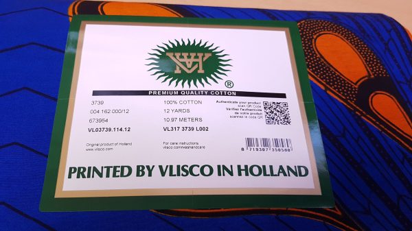 VLISCO Stoff Hollandais Afrikanischer Wax print - Blau   Orange Electric Bulb Angebot – Bild 3