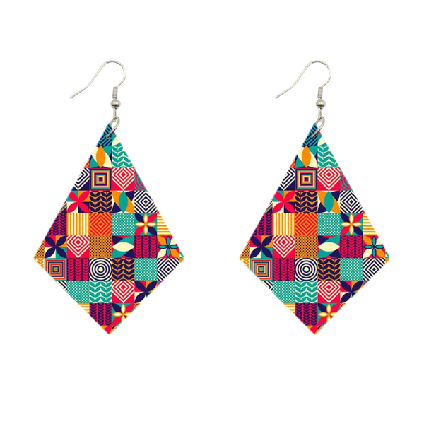 Afrikanische Print Ohrringe | Rautenförmig - Patchwork Rabatt
