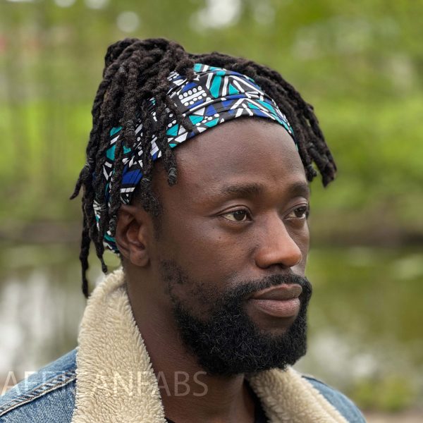 Haarband   Stirnband   Kopfband in Afrikanischer Print - Unisex Erwachsene - Blauw   Türkis Zu verkaufen – Bild 2