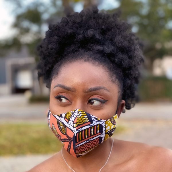 African print Mouth mask   Face mask made of cotton (Premium model) Unisex - Peach plaid Rabatt