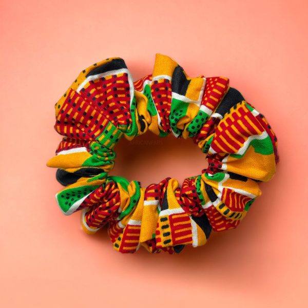 Scrunchie   Haargummi Afrikanischer Print - Haarschmuck - Kente Grün   Gelb Verkauf