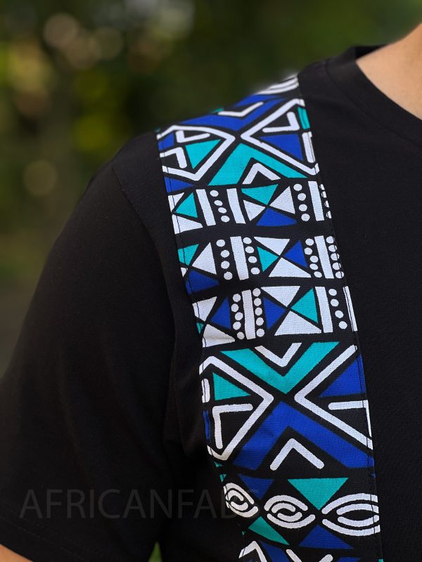 T-Shirt mit afrikanischem Druck - blau Bogolan Reifen Im Angebot – Bild 2