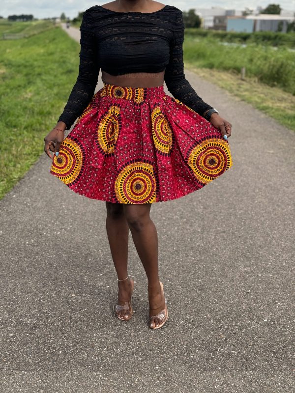 Afrikanischer Print Minirock -  Rot Dotted Patterns Online-Schn?ppchen – Bild 3