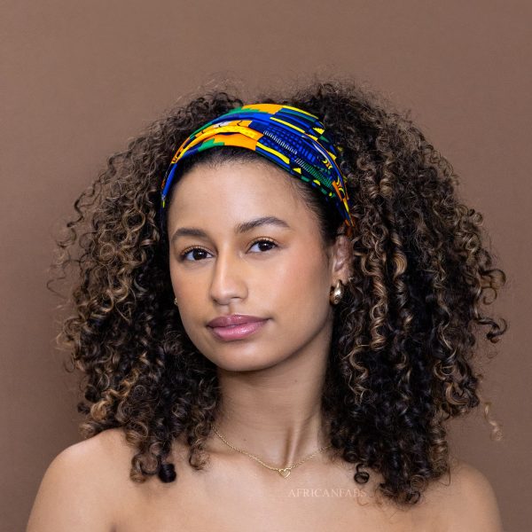 Haarband   Stirnband   Kopfband in Afrikanischer Print - Unisex Erwachsene - Blau Orange kente Jetzt online – Bild 2