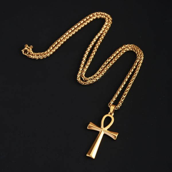 18k Echtgold   plattierte Halskette mit Kreuz  Mode – Bild 3