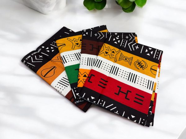 4 Fat Quarters - Bogolan X Mix Patchworkstoffe   Quiltingstoffe - Afrikanischer Stoff Zu verkaufen