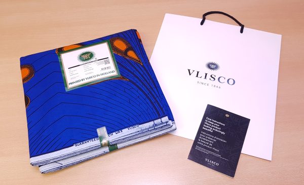 VLISCO Stoff Hollandais Afrikanischer Wax print - Blau   Orange Electric Bulb Angebot – Bild 2