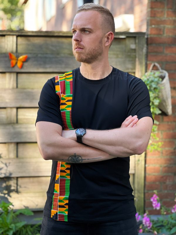 T-Shirt mit afrikanischem Kente-Print für Männer (slim fit) Schn?ppchen