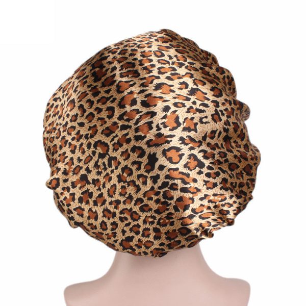 Leopard print Satin bonnet   Schlafhaube   Hair Bonnet   Nachtmütze zum Schlafen Mode – Bild 2