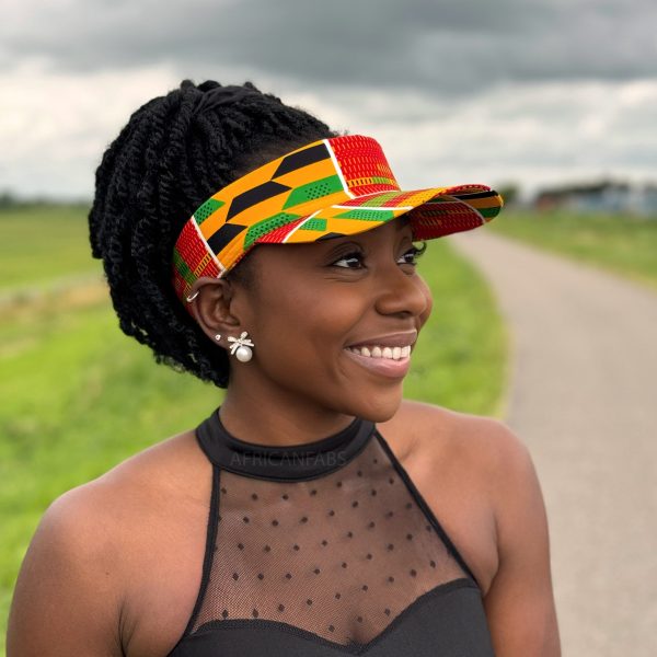 Afrikanischer Print Sonnenschutzkappen - Grün   gelb Kente Online-Verkauf – Bild 3