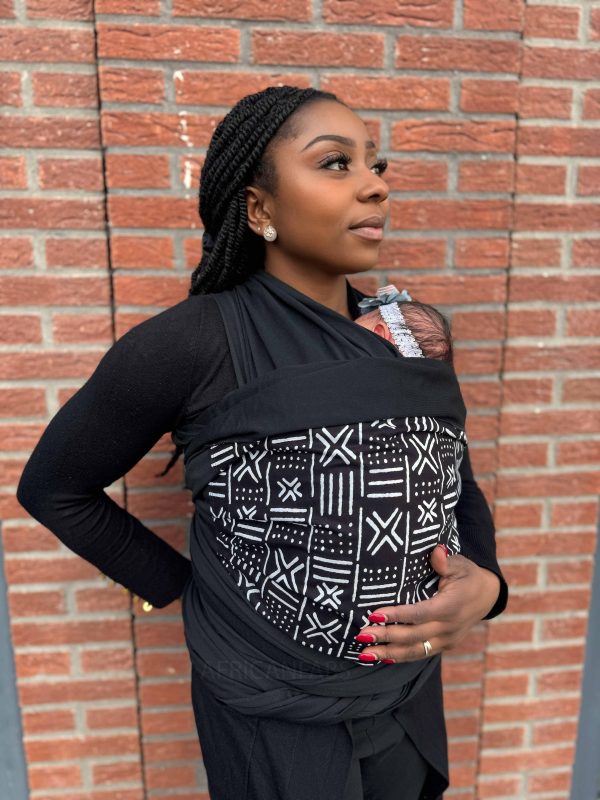 Babytragetuch mit afrikanischem Print   Baby sling   Tragetuch - Schwarz   Weiss Mud Schn?ppchen