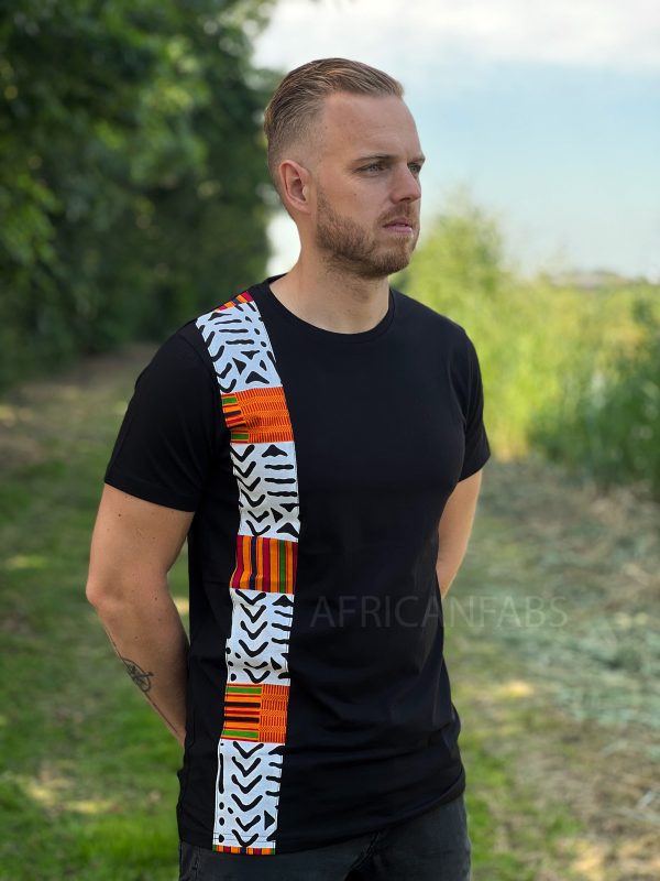 T-Shirt mit afrikanischem Druck - Weiss Bogolan Kente Reifen Jetzt online
