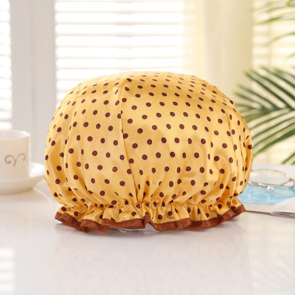 Große Duschhaube   Shower cap   Douchecap für volles Haar   Locken   Afro - Gelb mit Punkte Online