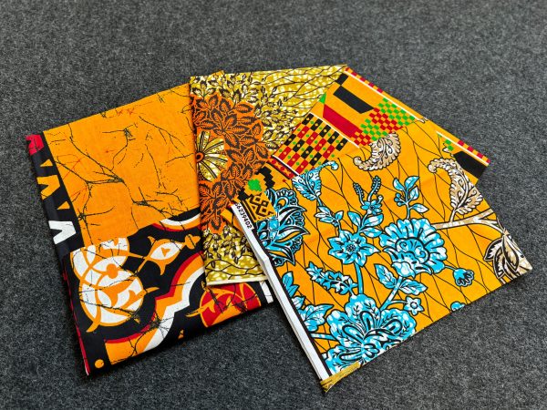 4 Fat Quarters - Orange Patchworkstoffe   Quiltingstoffe - Afrikanischer Stoff Angebot