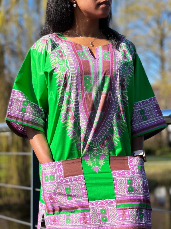 Dashiki Shirt   Dashiki Kleid - Grün - Afrikanisches Top - Unisex - Vlisco Online-Verkauf – Bild 3