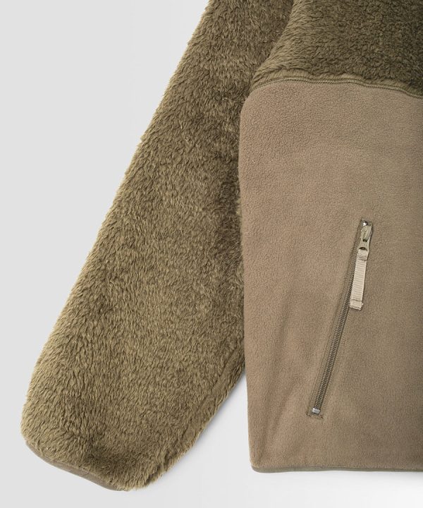 Patchwork Fleece Cardigain Olive Zu verkaufen – Bild 3