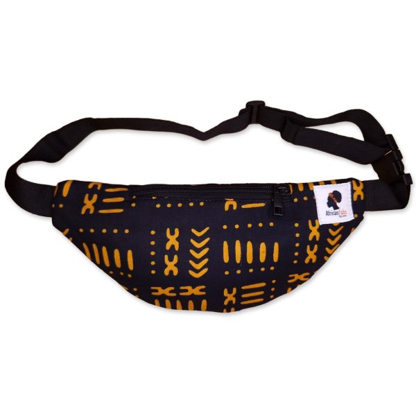 Bauchtasche mit afrikanischem Print Gürteltasche   Fanny pack   Hüfttasche   Bumbag - Schwarz   Gelb bogolan - mit verstellbarem Gurt Im Angebot – Bild 2