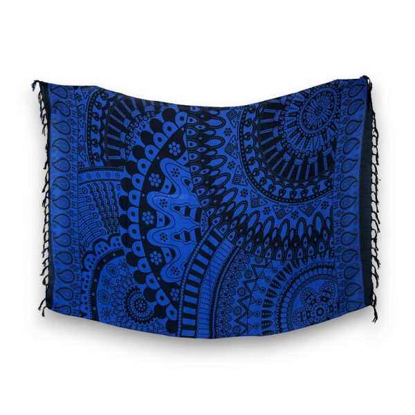 Sarong   Pareo - Strandbekleidung Wickeltuch - Schwarz   blaues Mandala Angebot – Bild 2