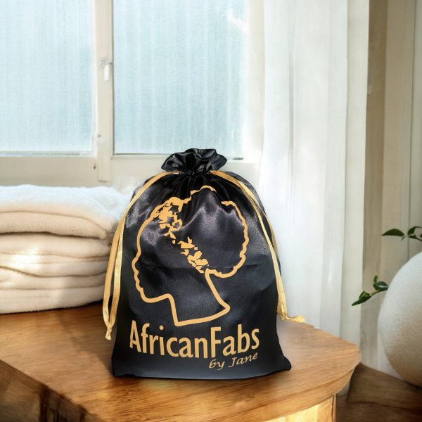 AfricanFabs Große Luxus-Satin-Tasche - Geschenktasche   Reiseetui - Schwarz Rabatt – Bild 2
