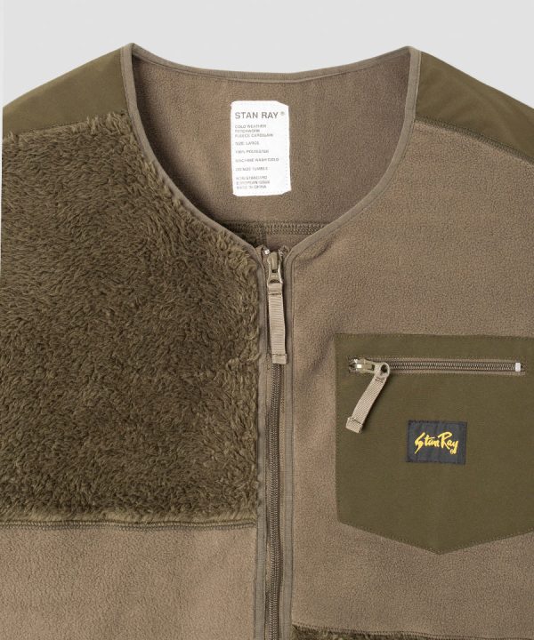 Patchwork Fleece Cardigain Olive Zu verkaufen – Bild 2