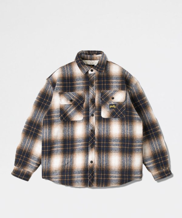 Quilted Plaid Overshirt - Navy Plaid Rabatt