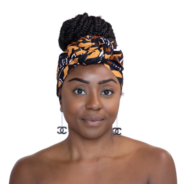Afrikanisches Schwarz   Braune Bogolan-Kopftuch - Bogolan headwrap Zu verkaufen – Bild 2