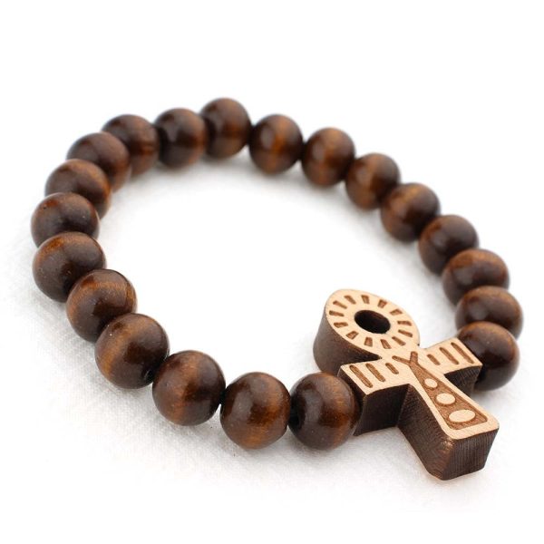 Afrikanischer Armband - Holzperlenarmband - Kreuz - Braun Verkauf