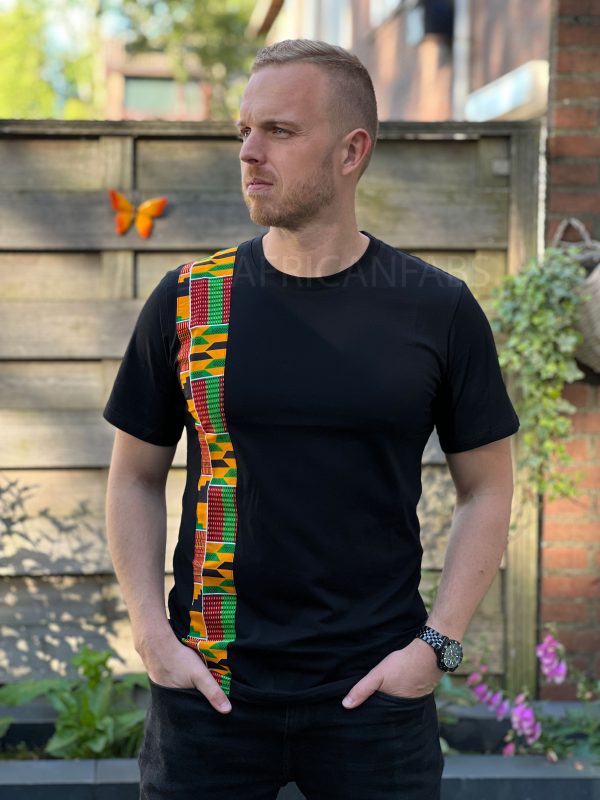 T-Shirt mit afrikanischem Kente-Print für Männer (slim fit) Schn?ppchen – Bild 2