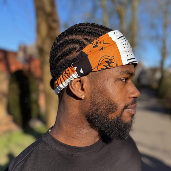 Haarband   Stirnband   Kopfband in Afrikanischer Print - Unisex Erwachsene - Dunkelbraun schwarz Bogolan Symbols  Angebot – Bild 3