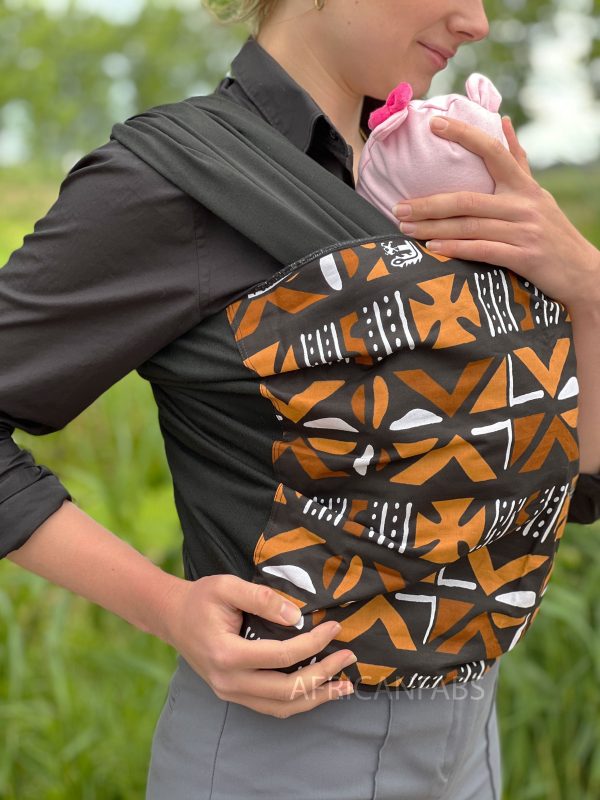 Babytragetuch mit afrikanischem Print   Baby sling   Tragetuch - Braun Mud   bogolan Schn?ppchen – Bild 2