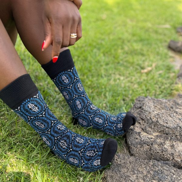 Afrikanische Socken   Afro-Socken - Blau Bogolan Verkauf – Bild 2